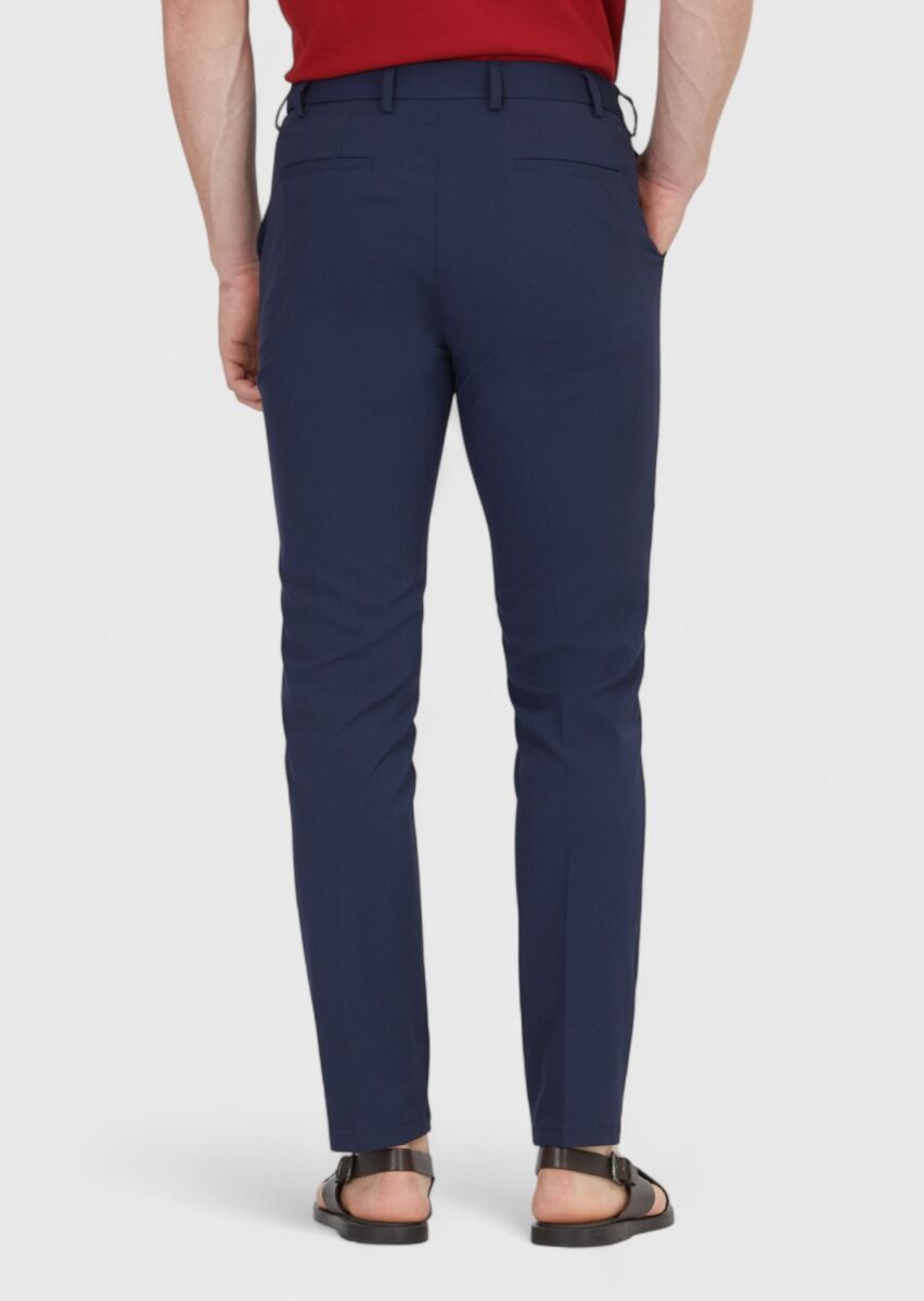 Lacivert Düz Dokuma Jogging Fit Casual Pantolon - 4