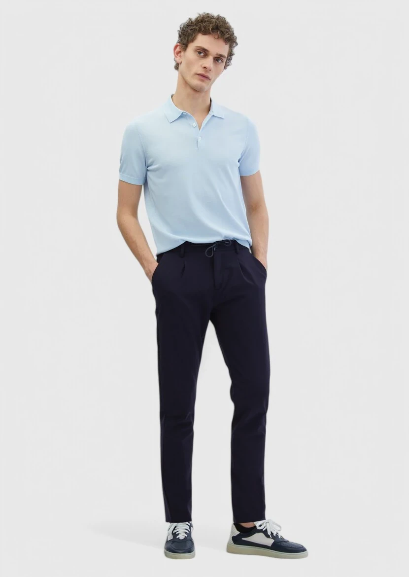 Lacivert Düz Dokuma Jogging Fit Casual Pantolon - RAMSEY