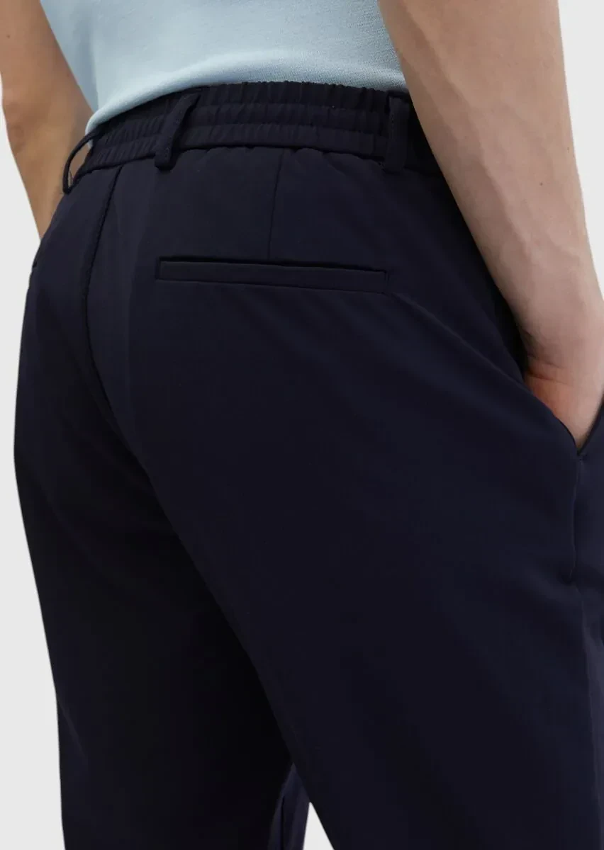 Lacivert Düz Dokuma Jogging Fit Casual Pantolon - 5