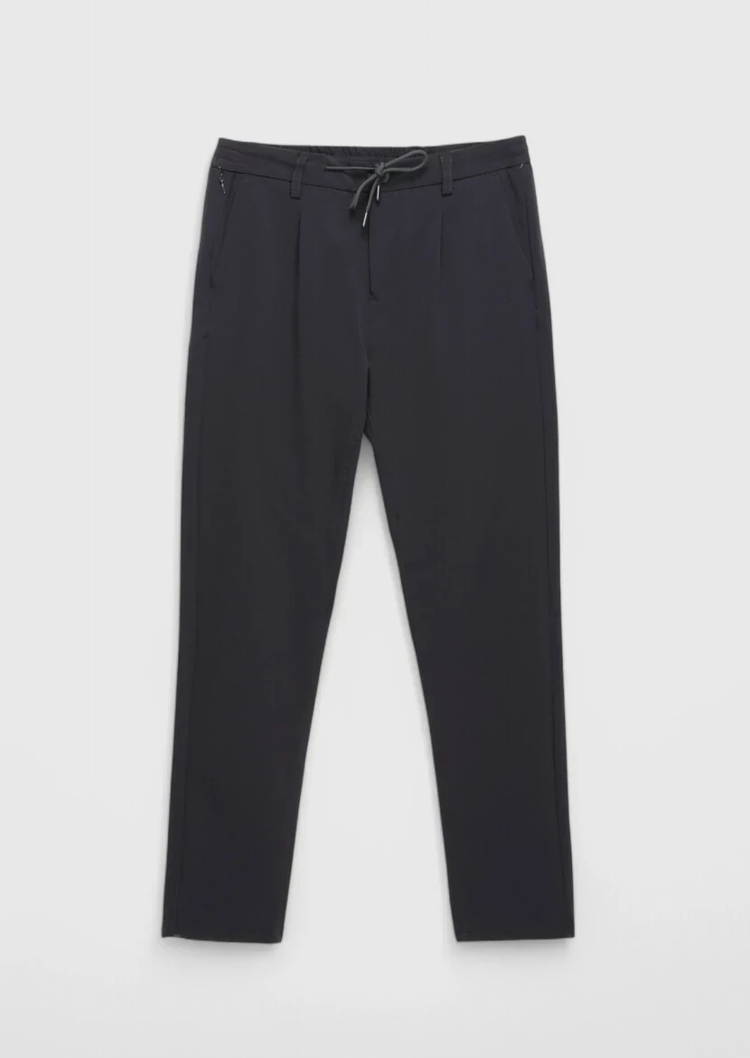 Lacivert Düz Dokuma Jogging Fit Casual Pantolon - 7