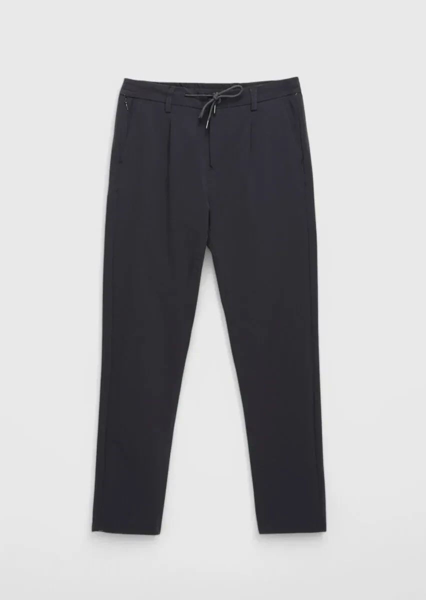 Lacivert Düz Dokuma Jogging Fit Casual Pantolon - 7
