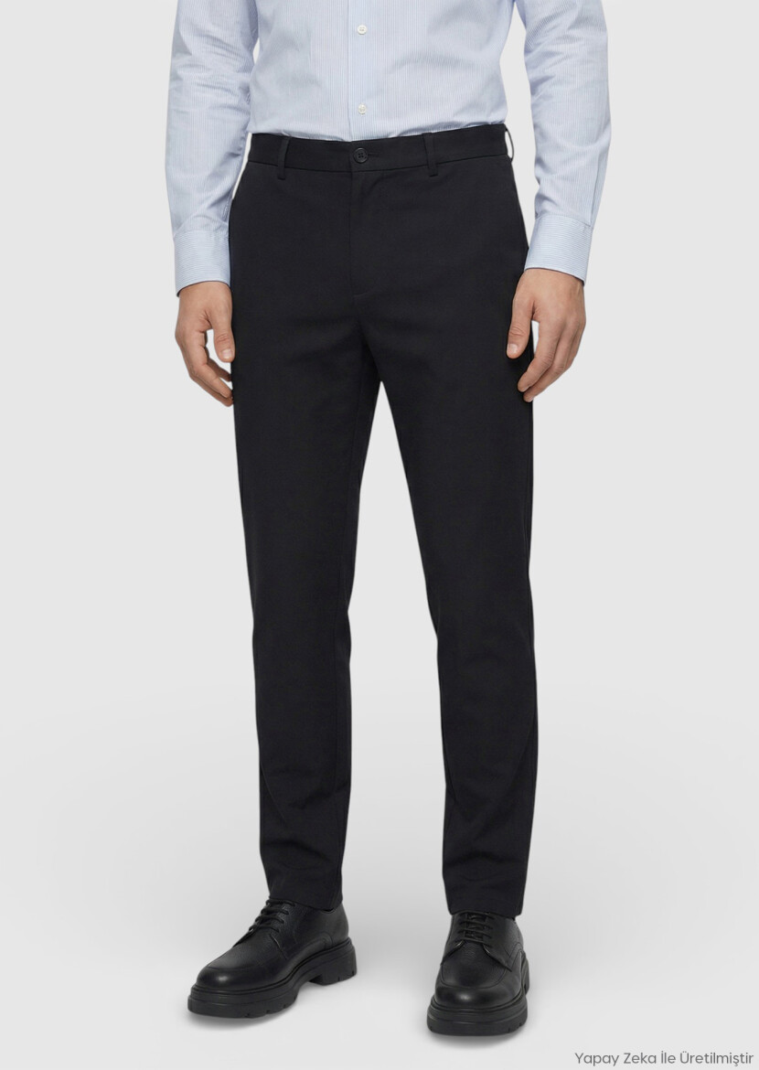 Lacivert Düz Dokuma Jogging Fit Casual Pantolon - RAMSEY