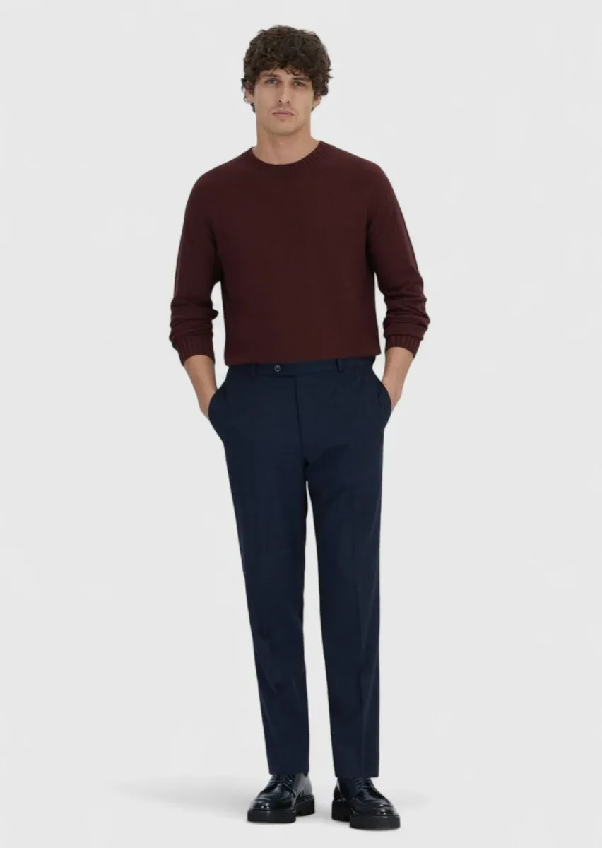 Lacivert Düz Dokuma Modern Fit Casual Pantolon - 1