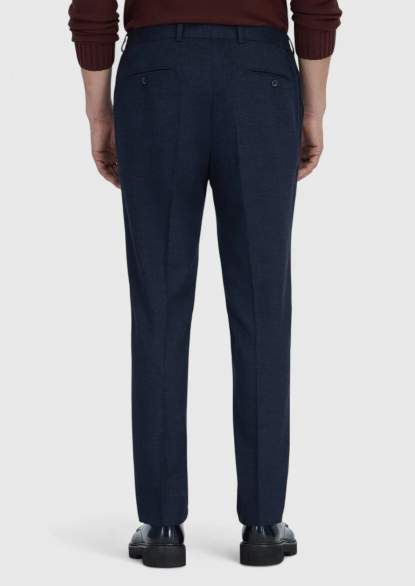 Lacivert Düz Dokuma Modern Fit Casual Pantolon - 6