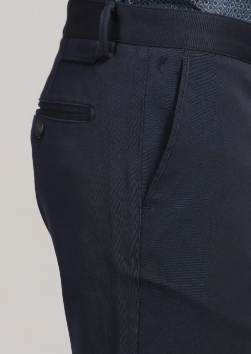 Lacivert Düz Dokuma Regular Fit Casual %100 Pamuk Pantolon - 4