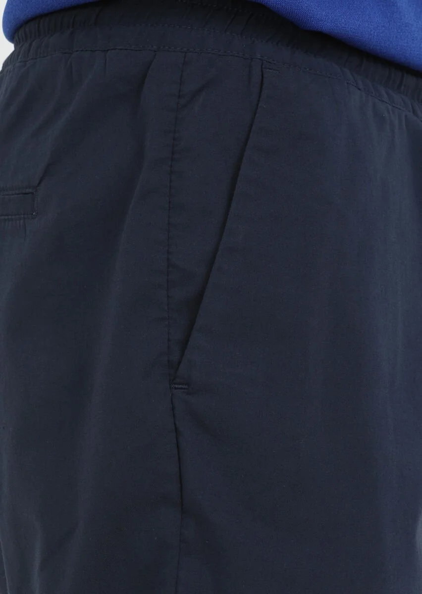 Lacivert Düz Dokuma Regular Fit Casual Pamuk Karışımlı Bermuda - 4