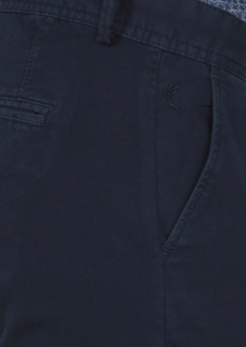 Lacivert Düz Dokuma Regular Fit Casual Pamuk Karışımlı Pantolon - 3