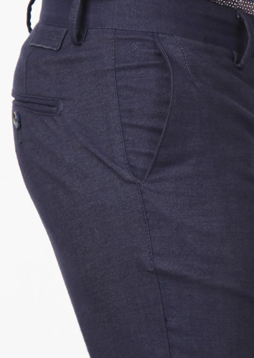Lacivert Düz Dokuma Regular Fit Casual Pantolon - 3