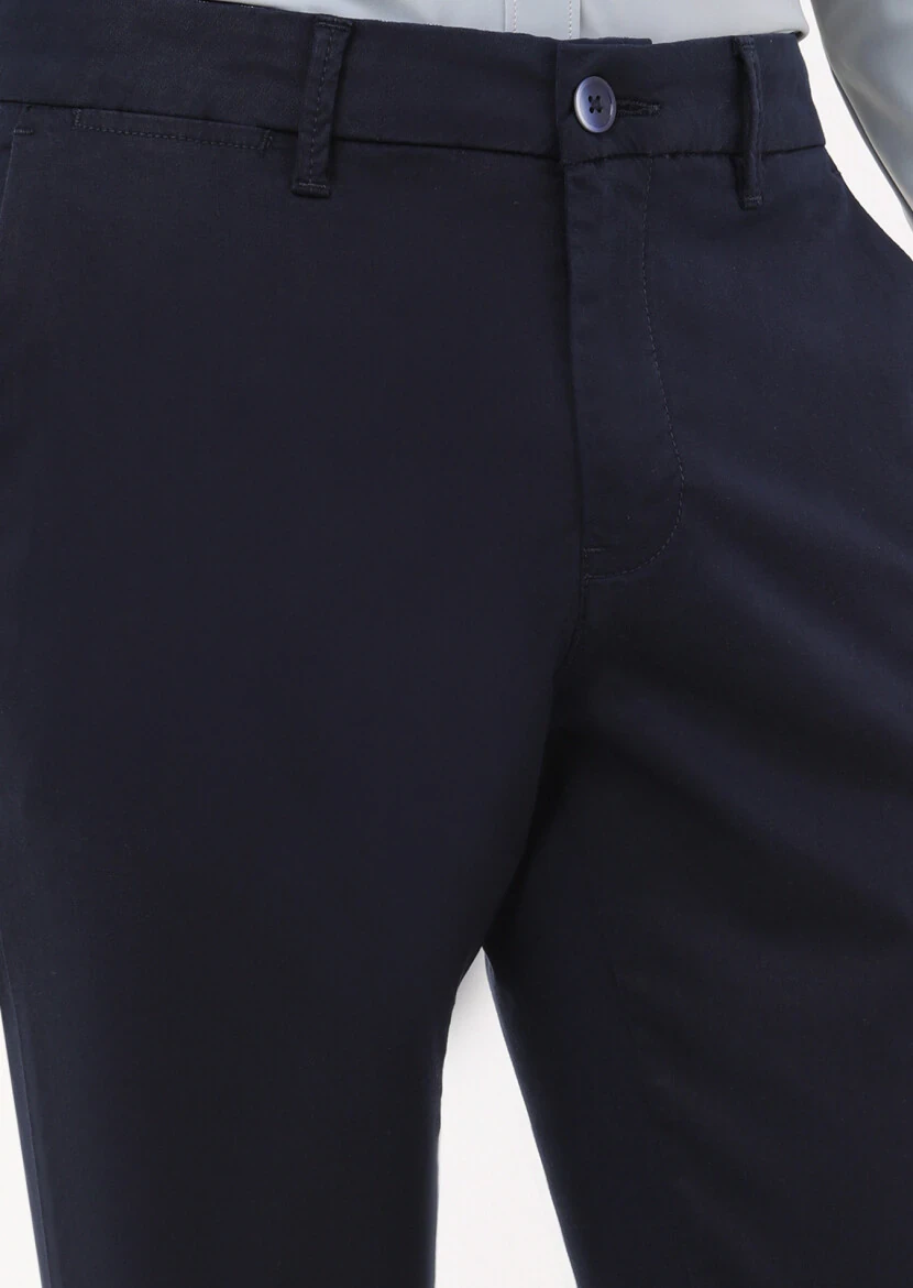 Lacivert Düz Dokuma Regular Fit Casual Pantolon - 3