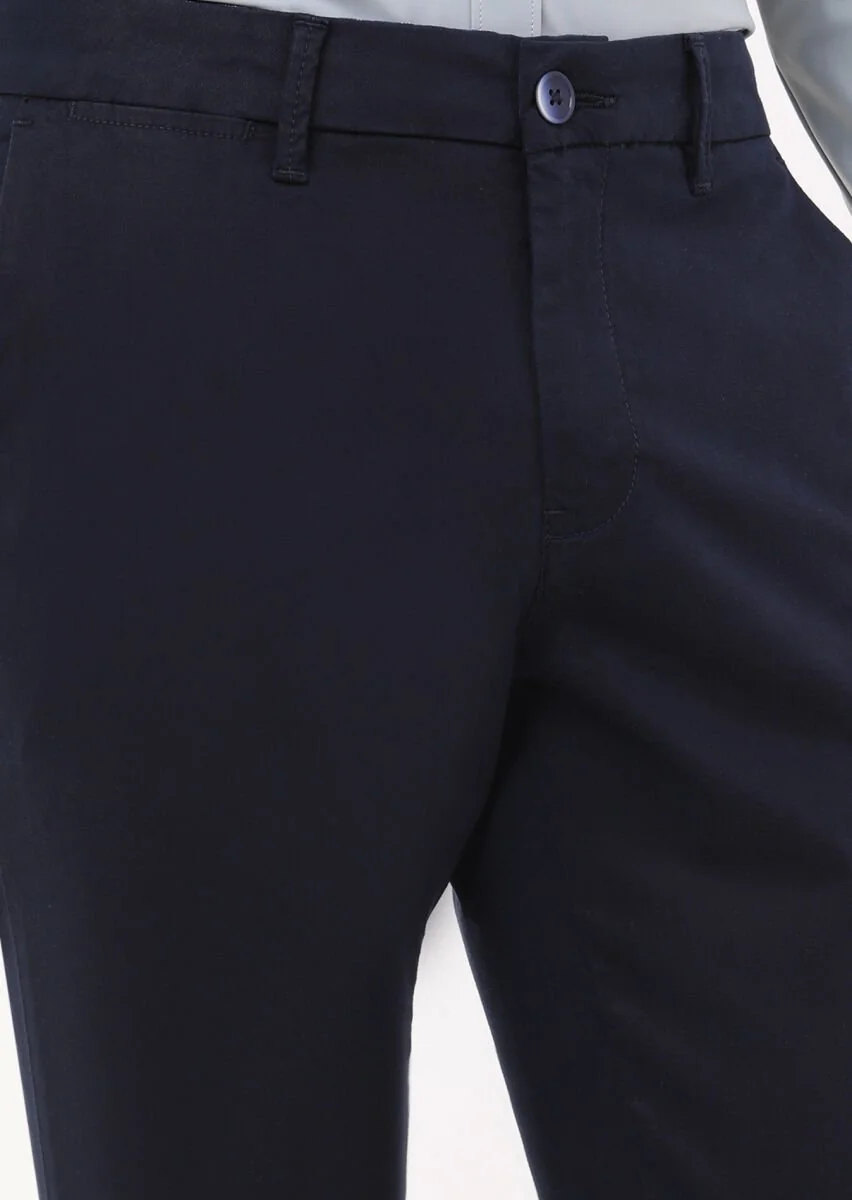 Lacivert Düz Dokuma Regular Fit Casual Pantolon - 3