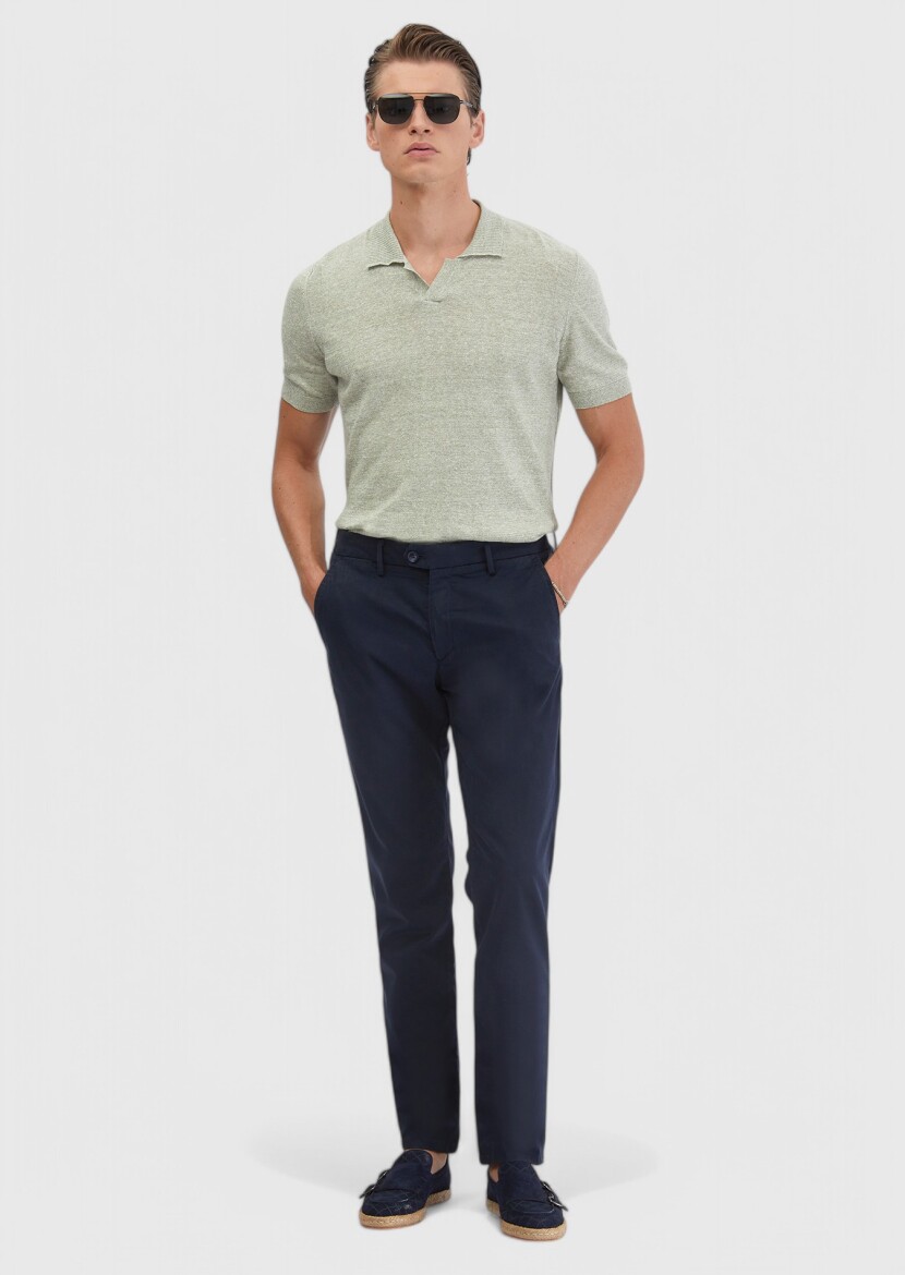 Lacivert Düz Dokuma Regular Fit Casual Pantolon - RAMSEY