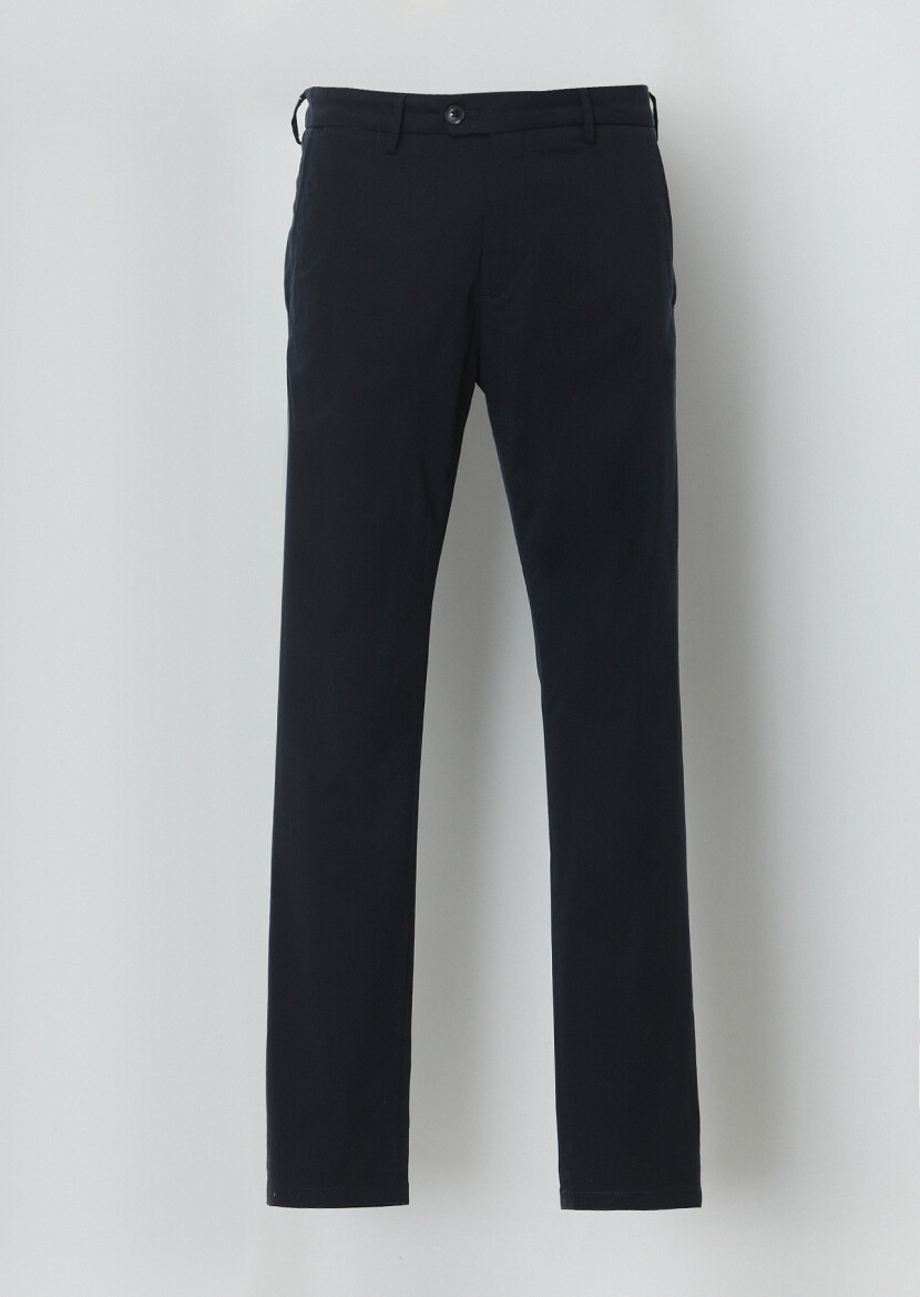Lacivert Düz Dokuma Regular Fit Casual Pantolon - 5