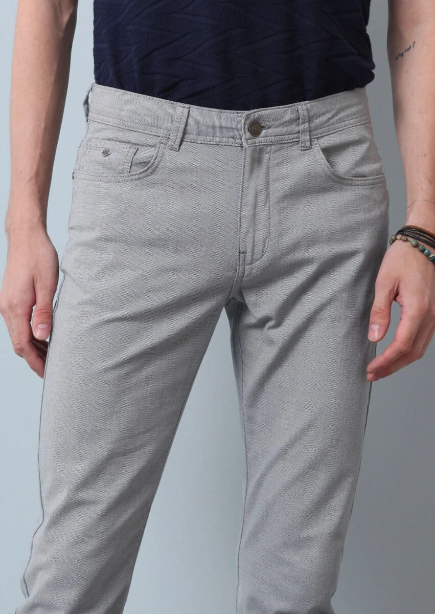 Lacivert Düz Dokuma Slim Fit Casual Pamuk Karışımlı Pantolon - 2