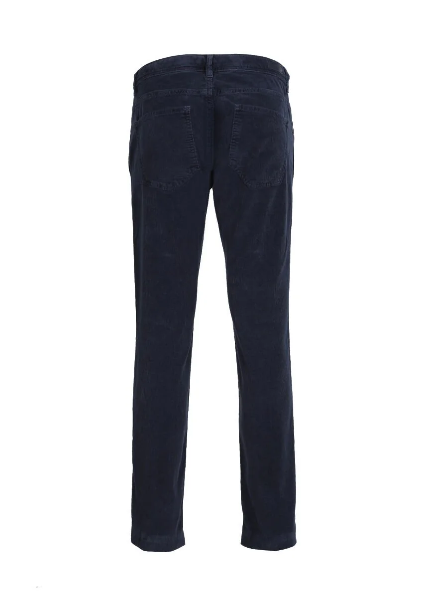 Lacivert Düz Dokuma Slim Fit Casual Pamuk Karışımlı Pantolon - 7