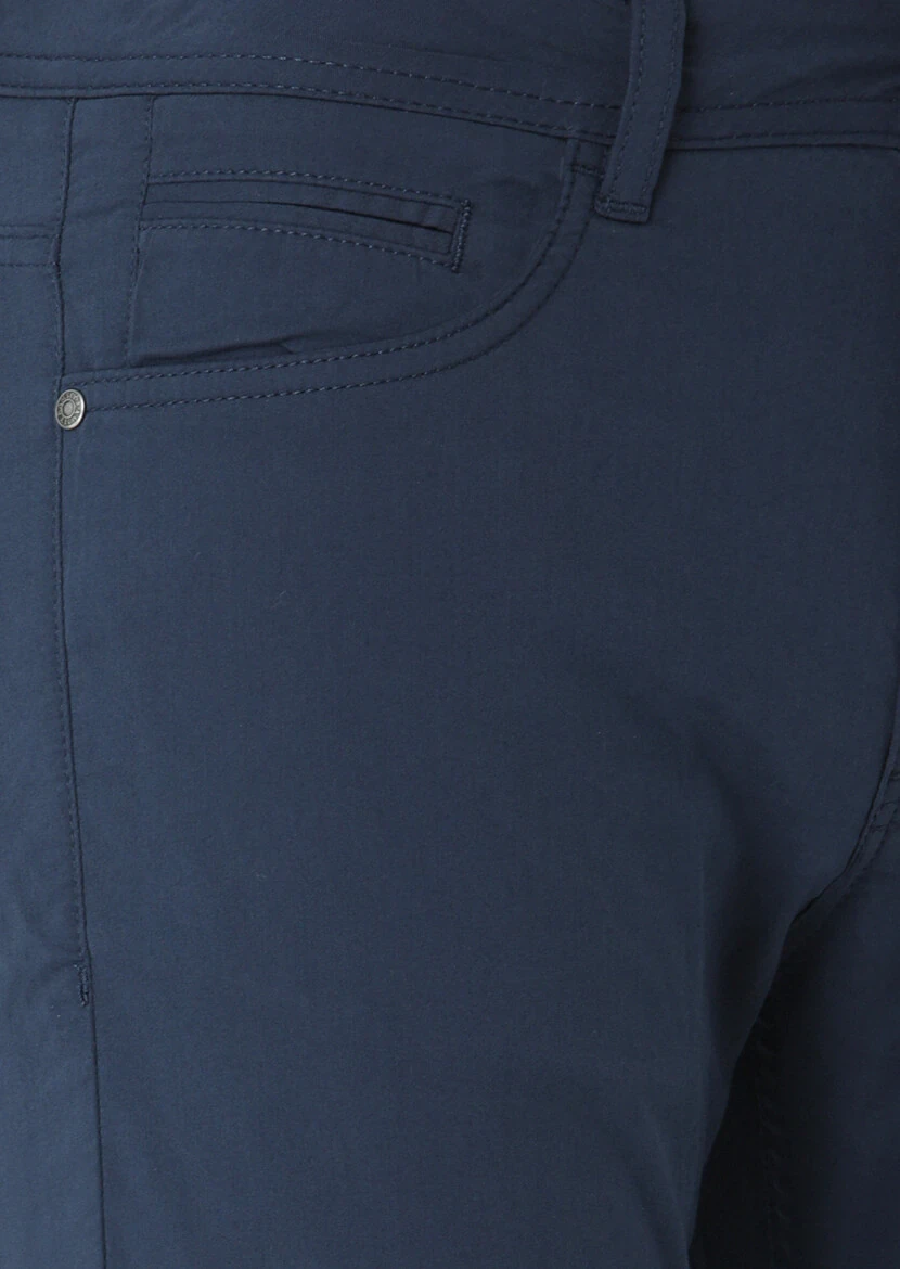 Lacivert Düz Dokuma Slim Fit Casual Pamuk Karışımlı Pantolon 