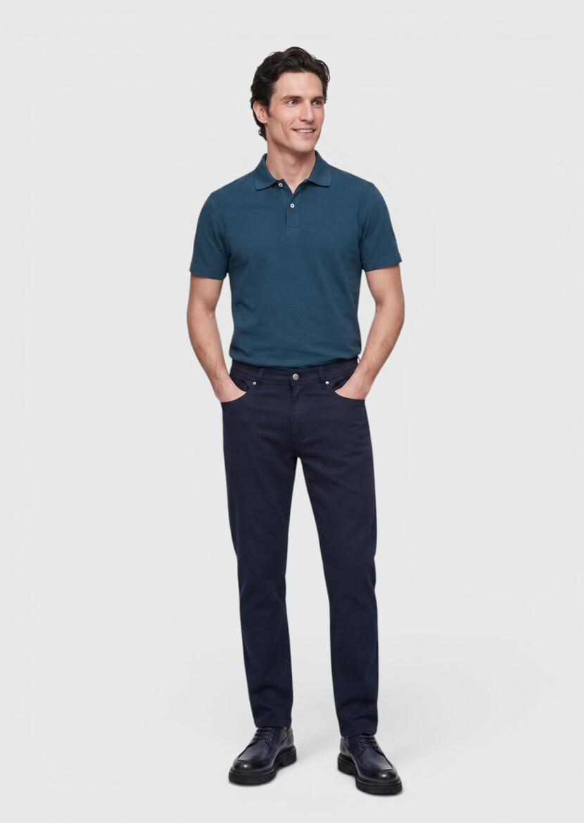 Lacivert Düz Dokuma Slim Fit Casual Pantolon - RAMSEY