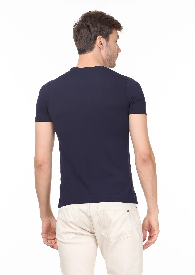 Lacivert Düz Örgü Triko - 4