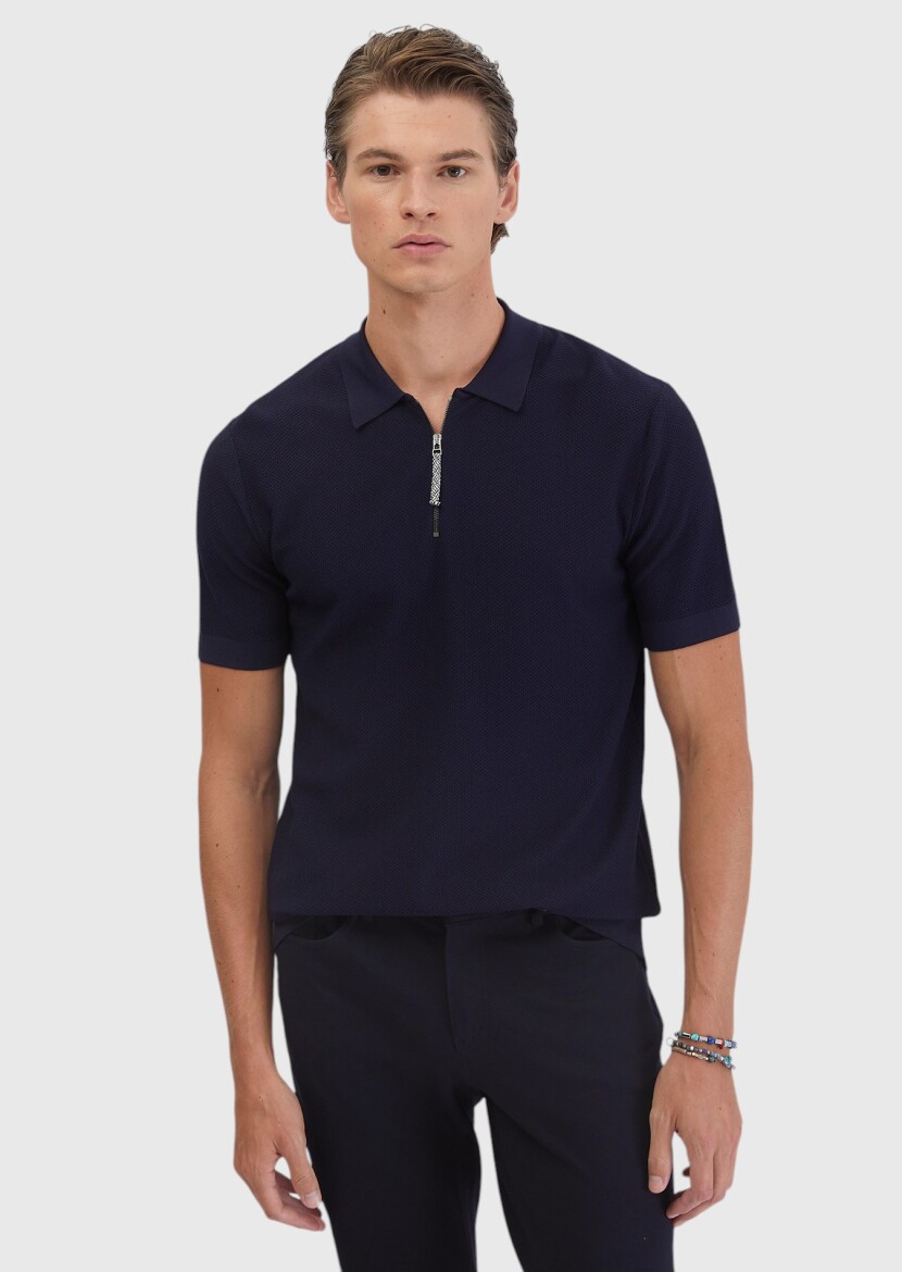 Lacivert Düz Örgü Triko - 3