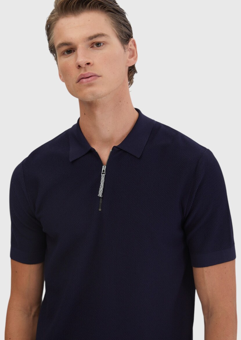 Lacivert Düz Örgü Triko - 4