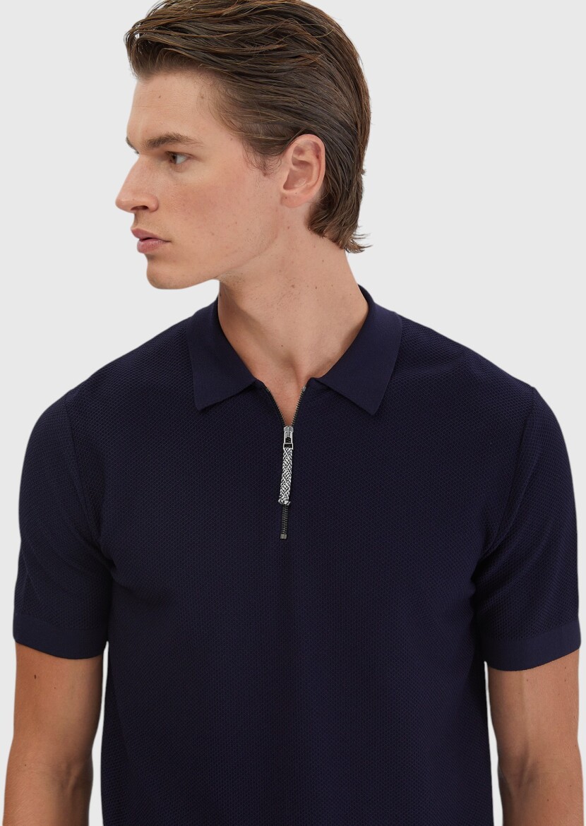 Lacivert Düz Örgü Triko - 5