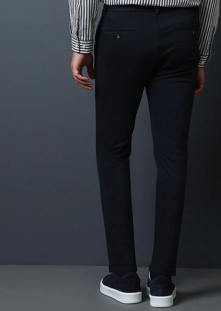 Lacivert Düz Örme Jogging Fit Casual Pantolon - 5