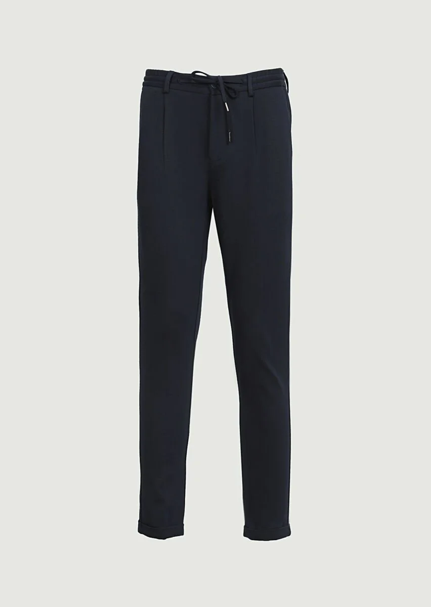 Lacivert Düz Örme Jogging Fit Casual Pantolon - 6