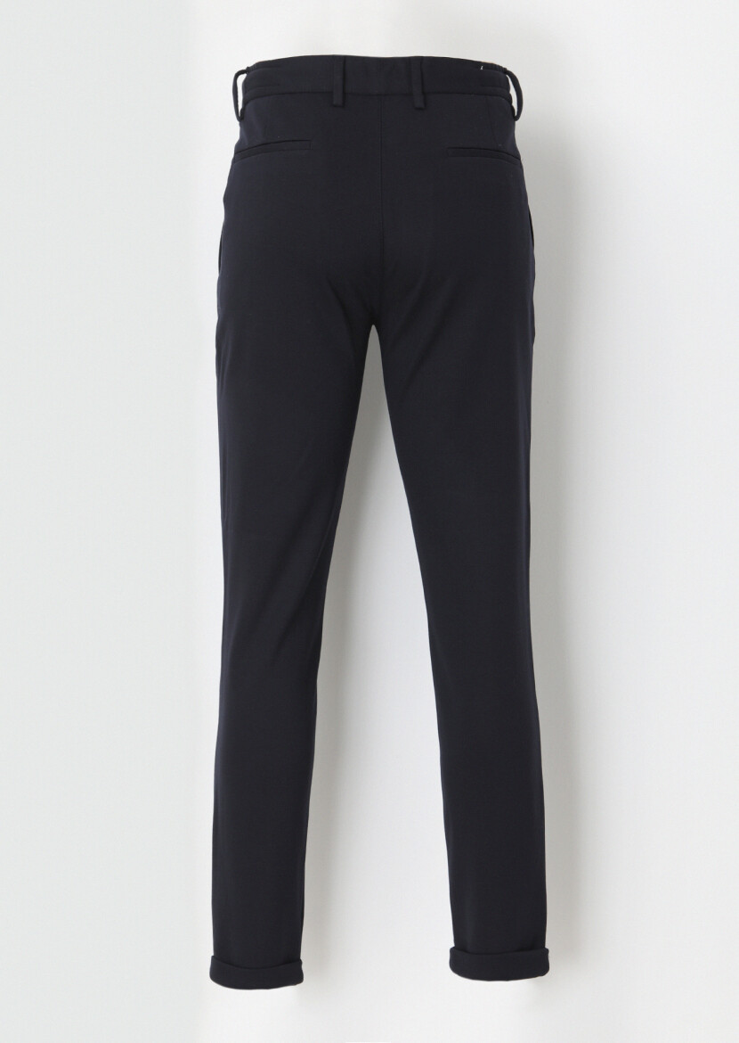 Lacivert Düz Örme Jogging Fit Casual Pantolon 