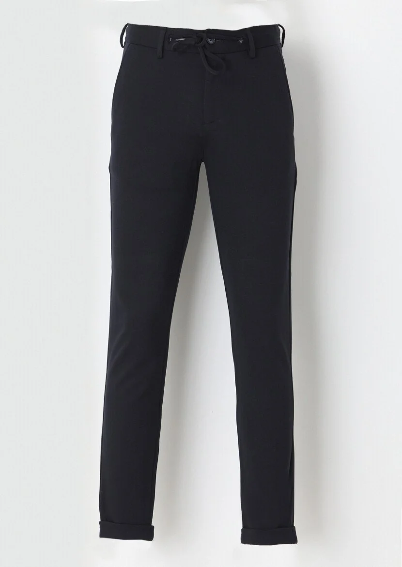 Lacivert Düz Örme Jogging Fit Casual Pantolon - 1