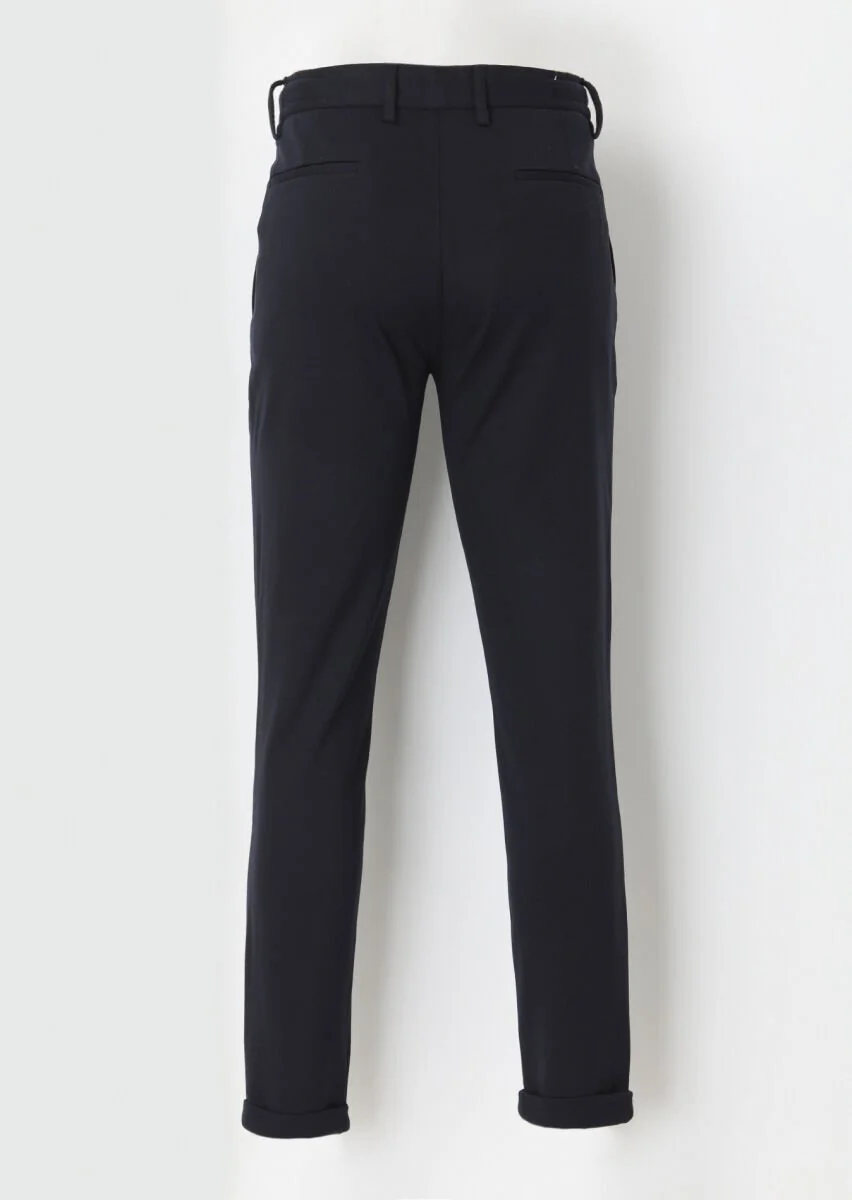 Lacivert Düz Örme Jogging Fit Casual Pantolon - 3
