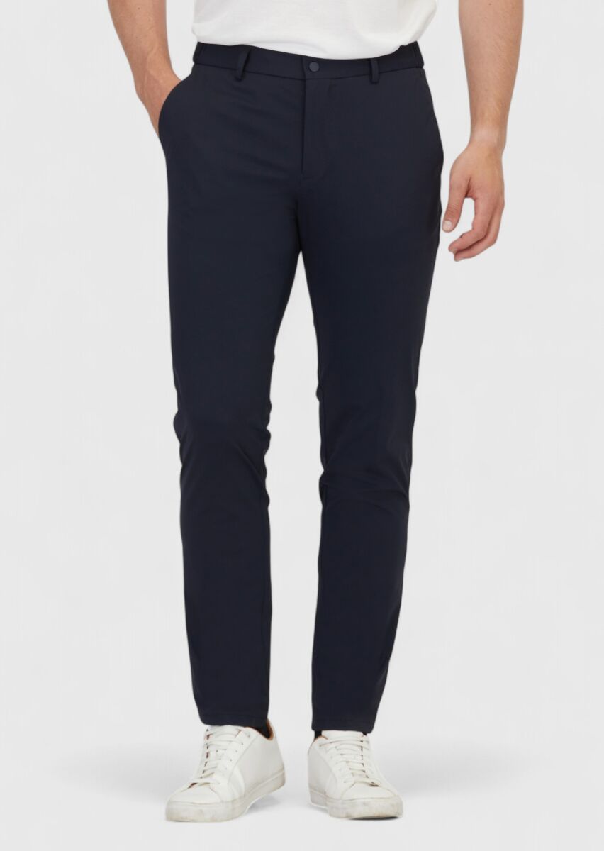 Lacivert Düz Örme Jogging Fit Casual Pantolon - 2
