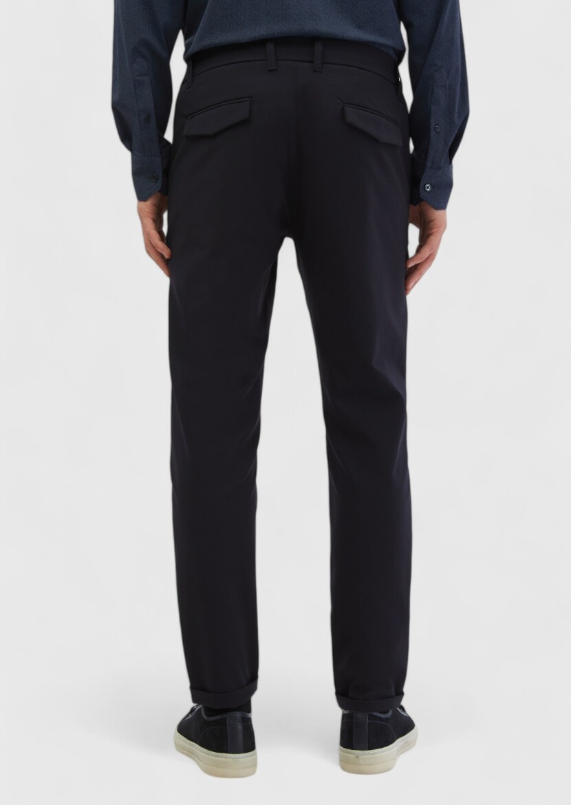 Lacivert Düz Örme Jogging Fit Casual Pantolon - 6