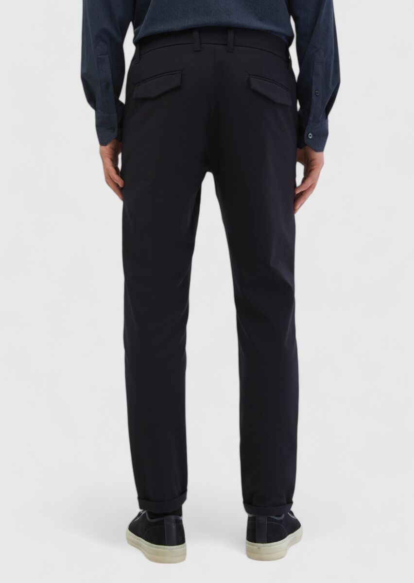 Lacivert Düz Örme Jogging Fit Casual Pantolon - 6