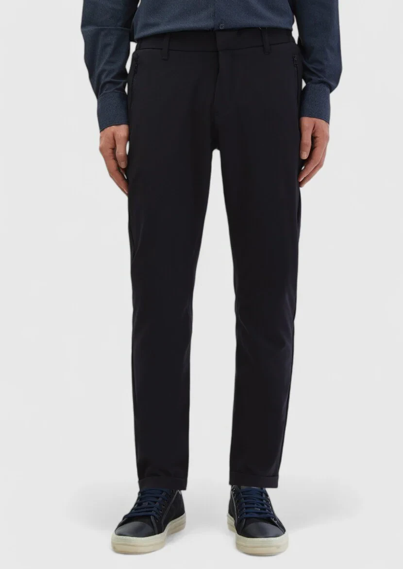 Lacivert Düz Örme Jogging Fit Casual Pantolon 