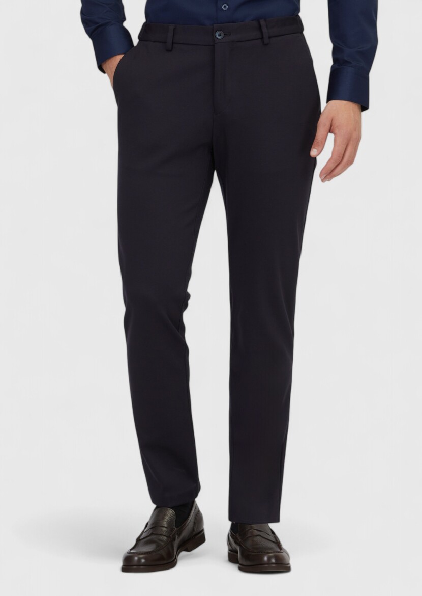 Lacivert Düz Örme Jogging Fit Casual Pantolon - 2