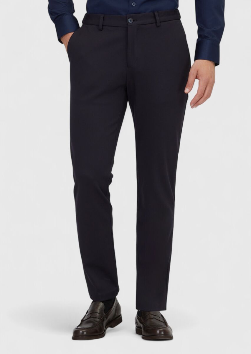 Lacivert Düz Örme Jogging Fit Casual Pantolon - 2