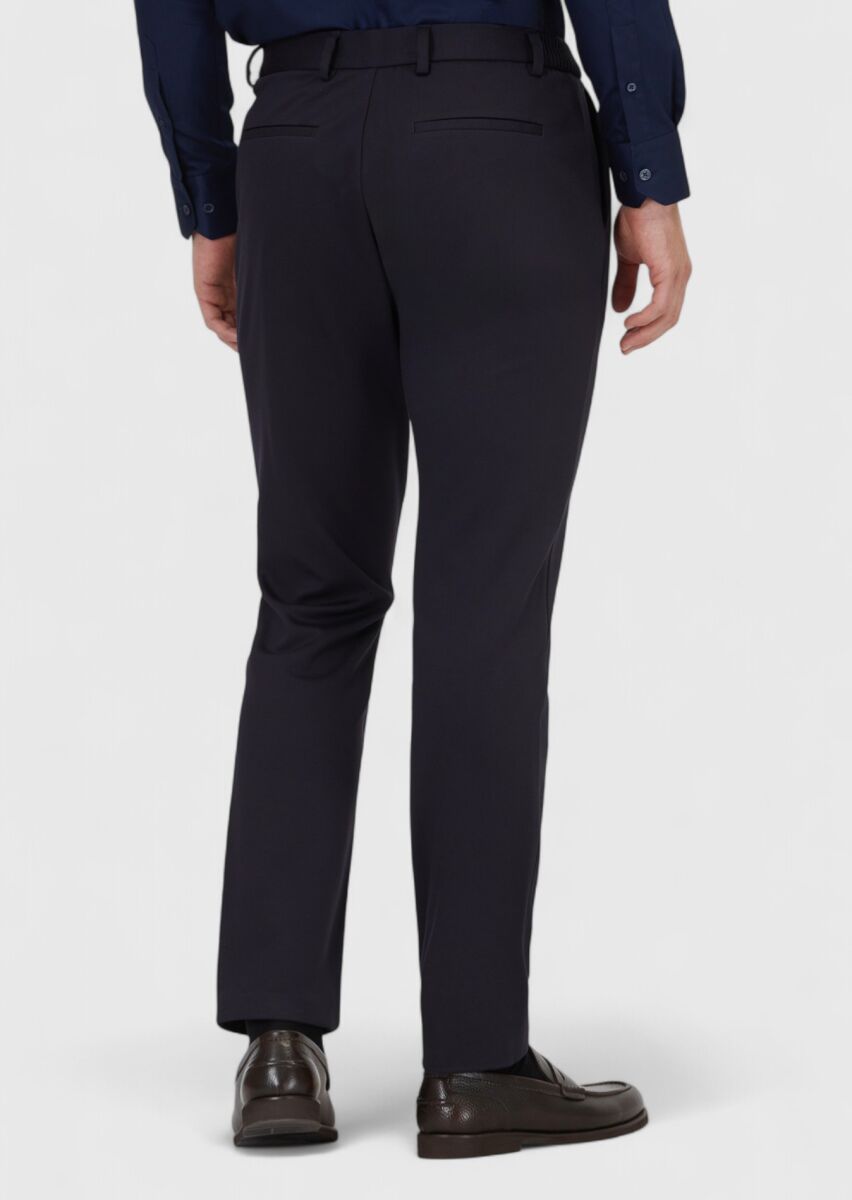 Lacivert Düz Örme Jogging Fit Casual Pantolon - 4