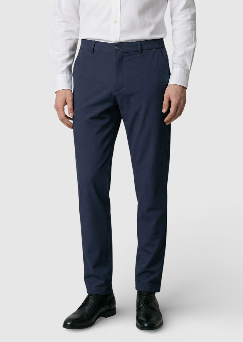 Lacivert Düz Örme Jogging Fit Casual Pantolon - RAMSEY