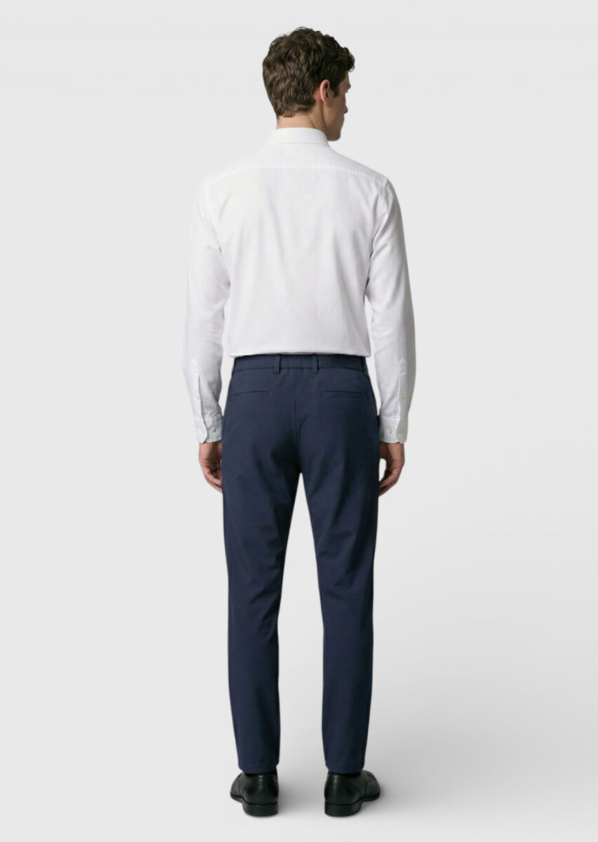 Lacivert Düz Örme Jogging Fit Casual Pantolon - 4