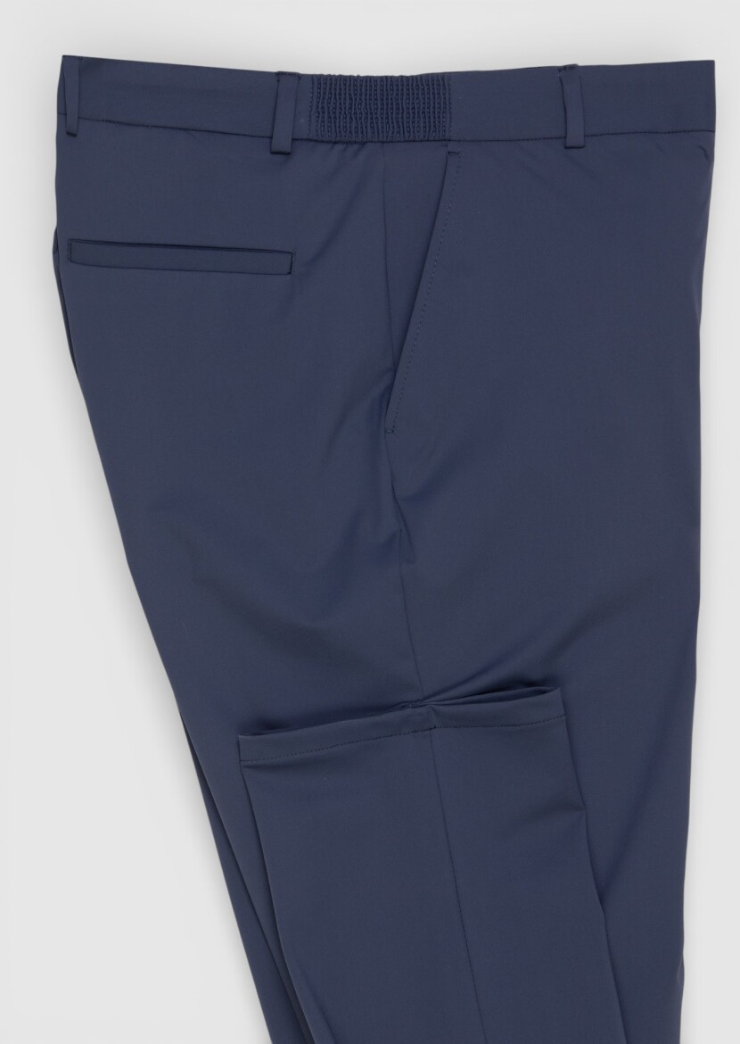 Lacivert Düz Örme Jogging Fit Casual Pantolon - 6