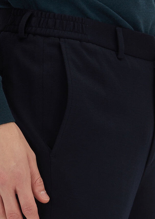 Lacivert Düz Örme Modern Fit Klasik Yün Karışımlı Pantolon - 3