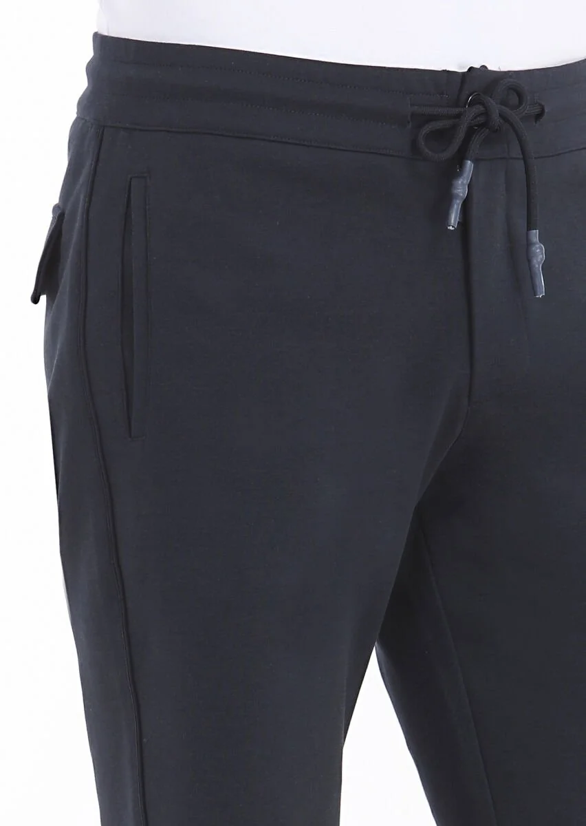 Lacivert Düz Örme Regular Fit Casual Pamuk Karışımlı Bermuda - 3