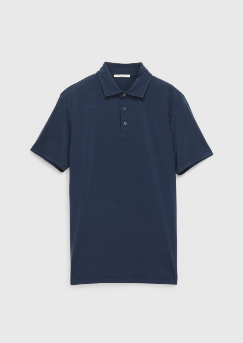 Lacivert Düz Polo Yaka T-Shirt 