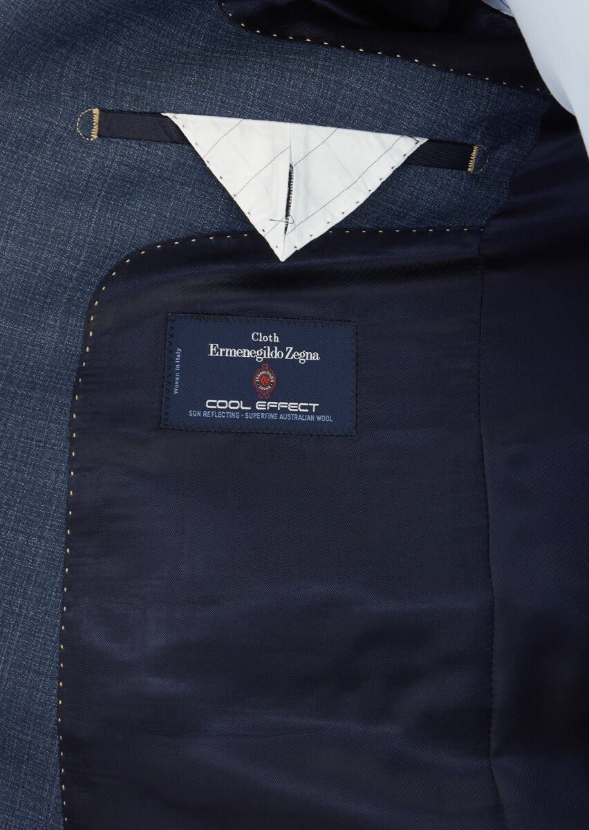 Lacivert Düz Regular Fit %100 Yün Takım Elbise - 5