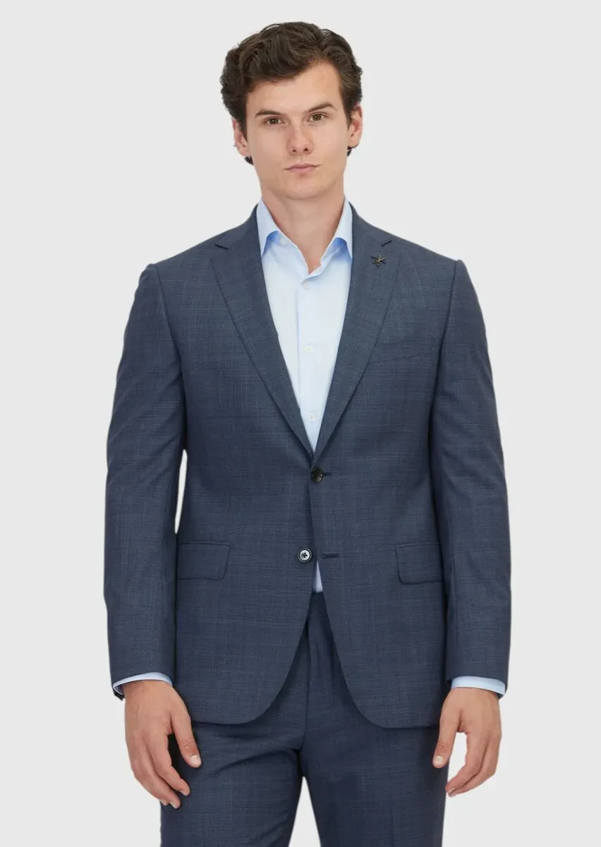 Lacivert Düz Regular Fit %100 Yün Takım Elbise - 1