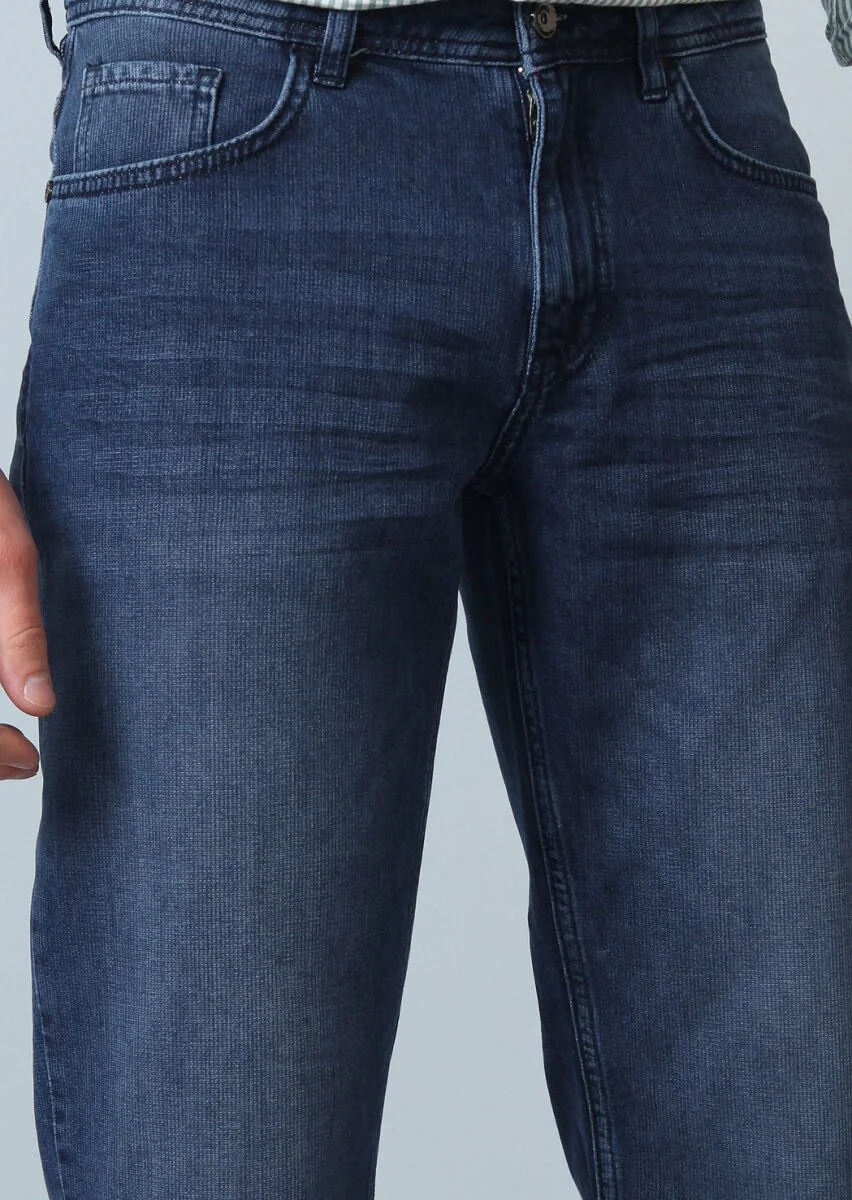 Lacivert Düz Regular Fit Denim %100 Pamuk Pantolon - 2