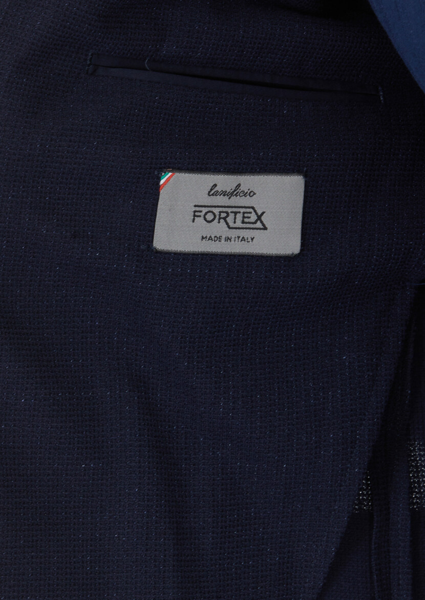 Lacivert Düz Shirt Shoulder Slim Fit Pamuk Karışımlı Örme Ceket - 6