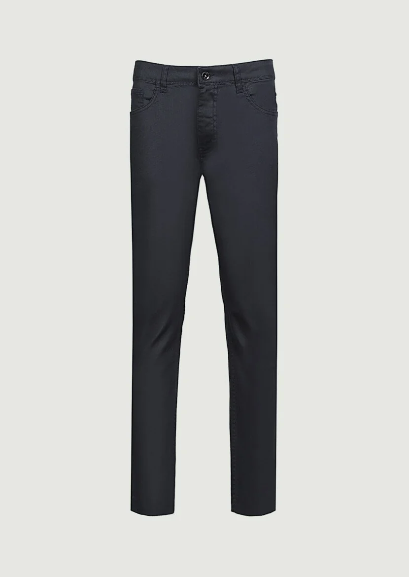 Lacivert Düz Slim Fit Denim Pamuk Karışımlı Pantolon - 6