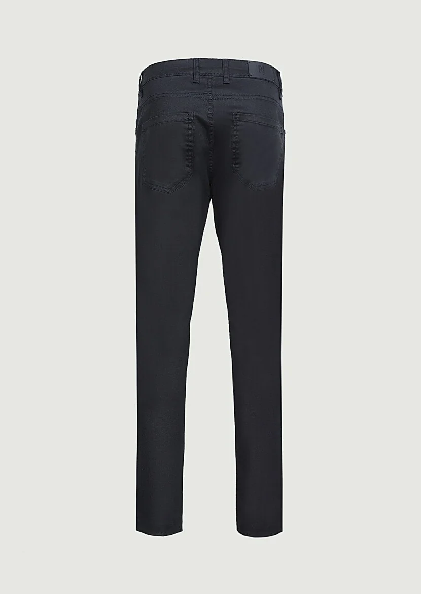 Lacivert Düz Slim Fit Denim Pamuk Karışımlı Pantolon - 7