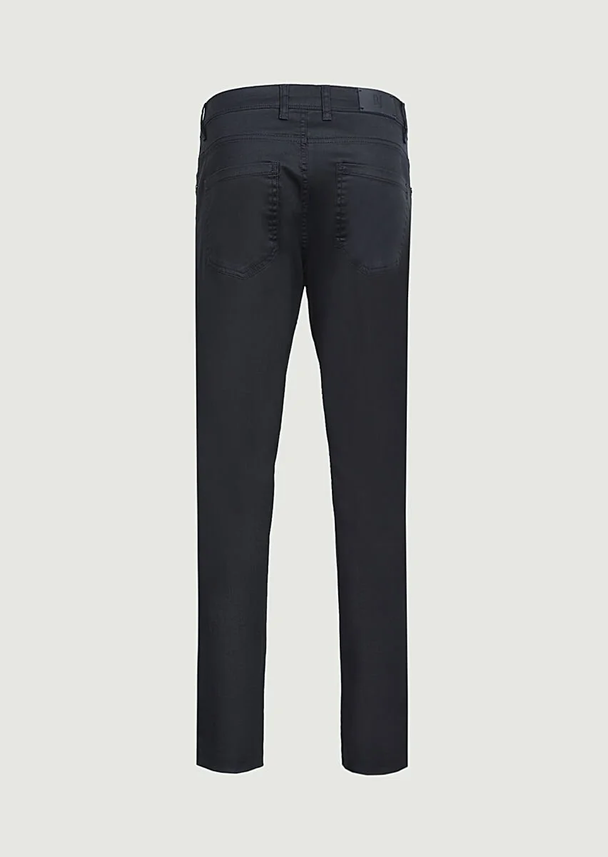Lacivert Düz Slim Fit Denim Pamuk Karışımlı Pantolon - 7