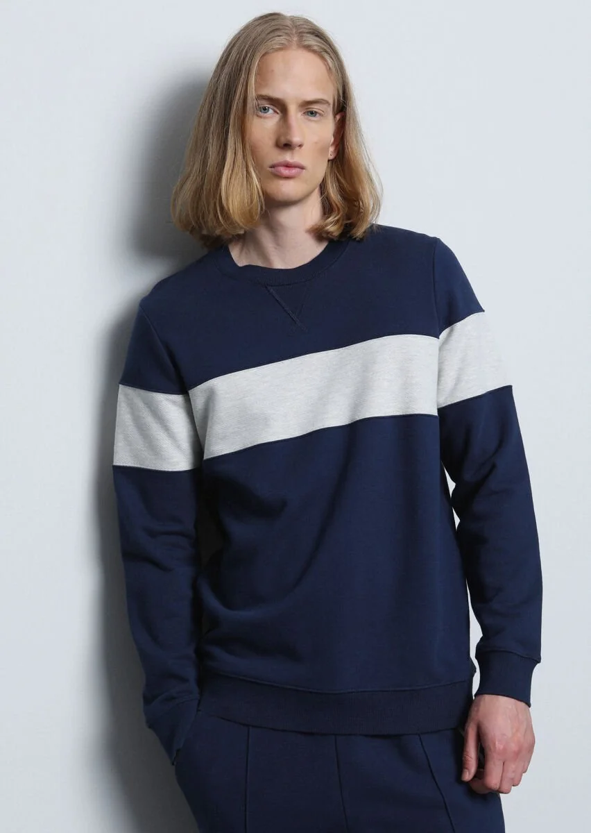 Lacivert Düz Sweatshırt - 1